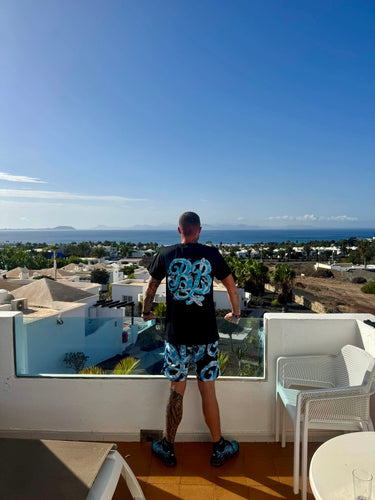 Model wearing the Bandobaby Jetstream BB short set from the streetwear collection